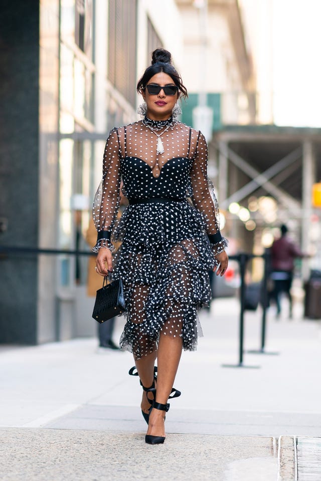 Priyanka Chopra in sheer dress in NYC