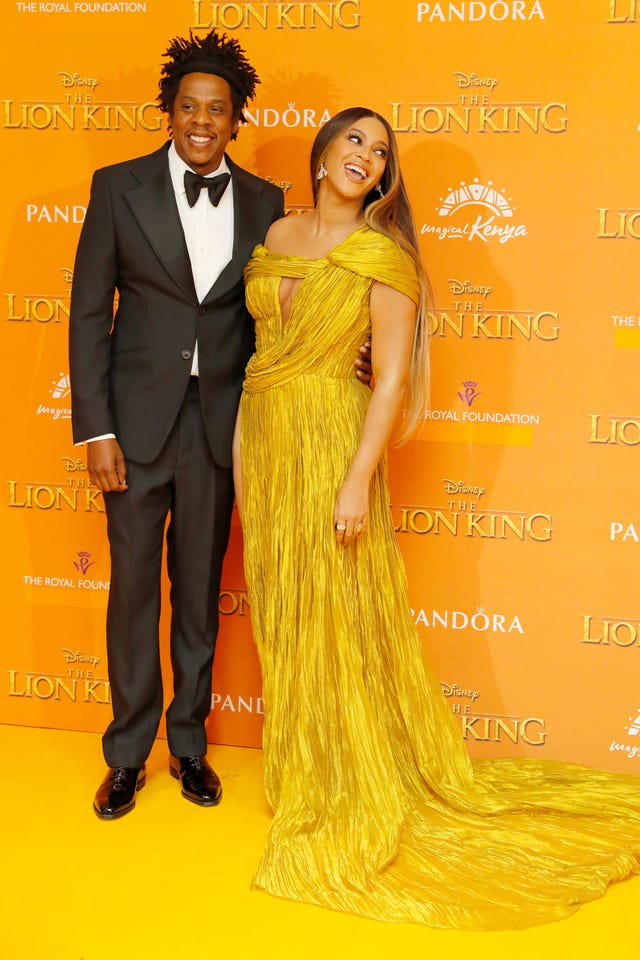 Jay Z and Beyonce Knowles at the European Premiere of "The Lion King"