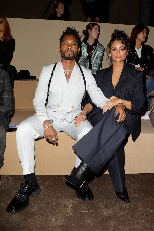 Miguel and Nazanin Mandi during paris fashion week