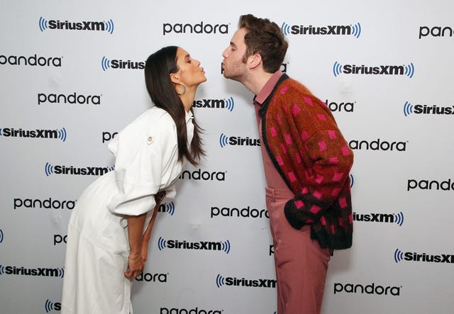 Nina Dobrev and Ben Platt at siriusxm studios