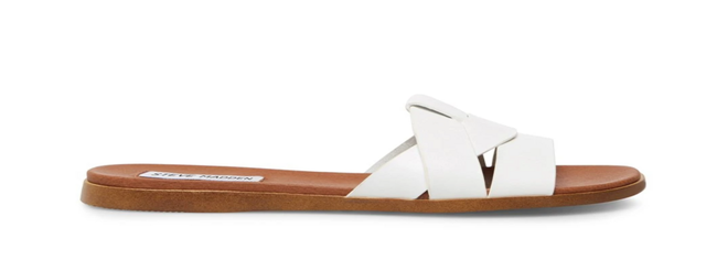 Vivien White Leather Slides