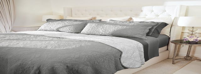 Reversible Queen Cotton Coverlet Set w/ Scalloped Edge