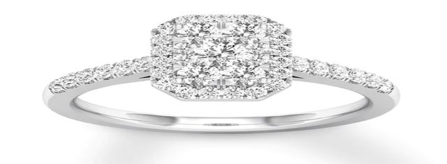 Diamond Engagement Ring 1/2 ct tw Round-cut 10K White Gold