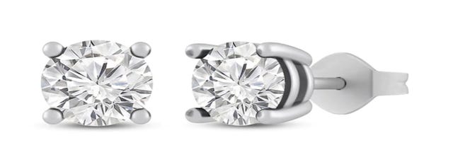 White Lab-Created Sapphire Stud Earrings Sterling Silver