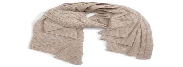 Diagonal Rib Cashmere Scarf
