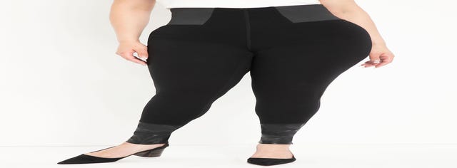 Plus Size Ponte Leggings with Faux Leather Detail