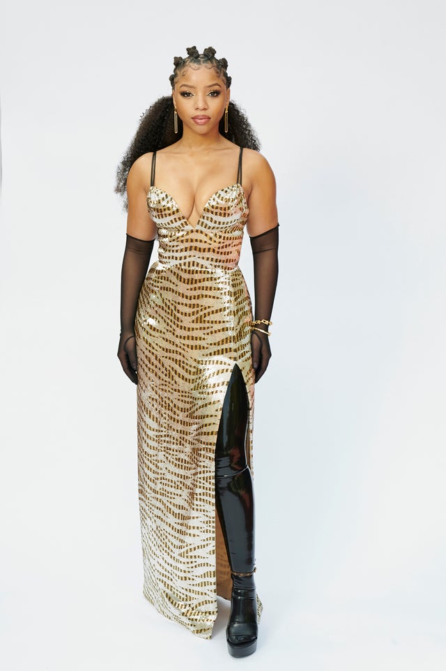 halle bailey gold dress Omega - Gold Plated Champagne Dress Watch