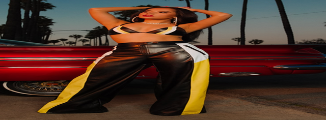 Black PU Stripe Wide Leg Pants