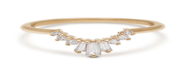 Anna Sheffield Triple Baguette Diamond Tiara Yellow Gold Ring