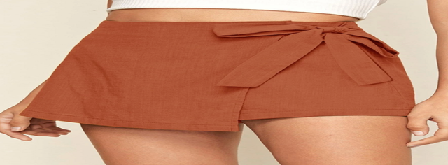 SHEIN Solid Self-Tie High-Rise Skort