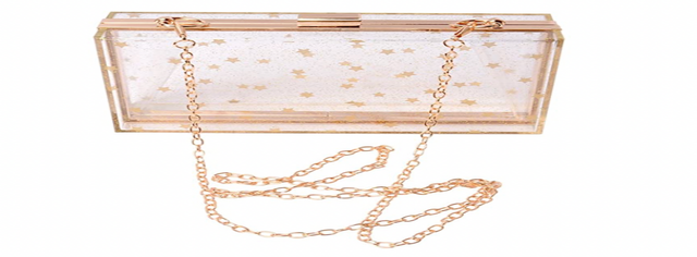 WEDDINGHELPER Women Acrylic Transparent Gold star Evening Bag