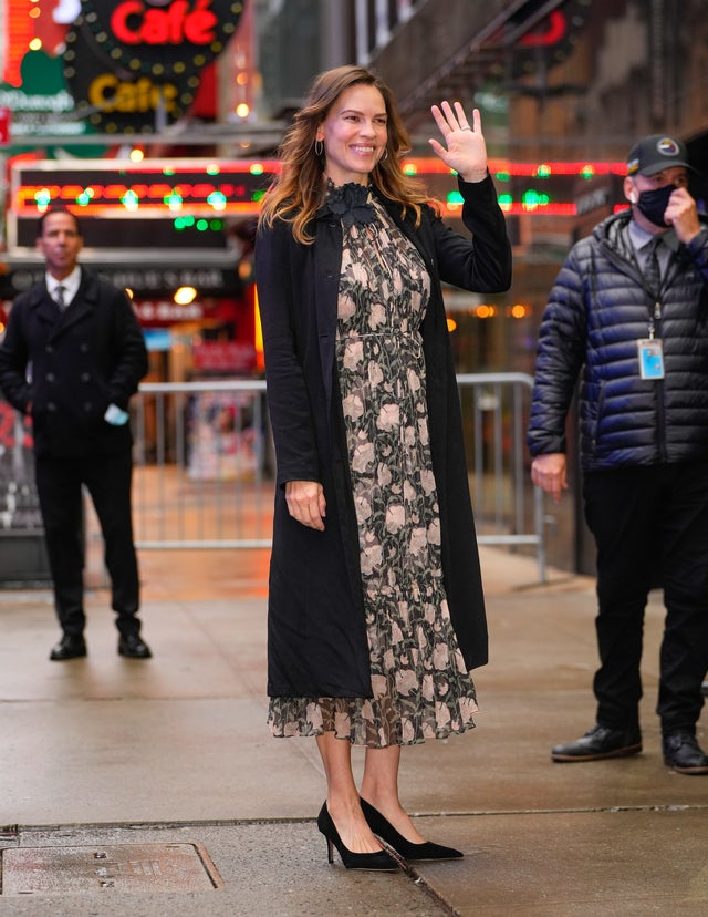 Hilary Swank is seen at GMA on October 05, 2022 in New York City. 
