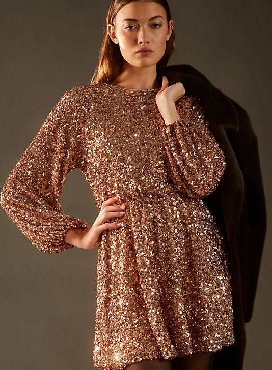 green emerald velvet dress Maeve by Anthropology Sequin Dress – SECONDO main image 0