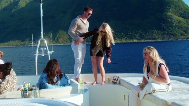 Heather Gay relaxes aboard a yacht on 'Below Deck Adventure.'