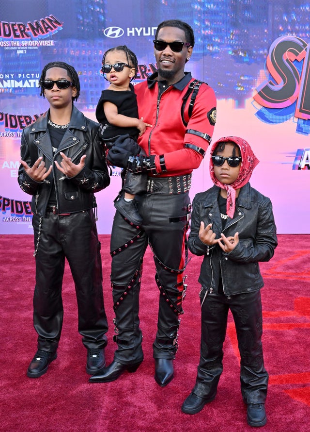 Jordan Cephus, Wave Set Cephus, Offset and Kody Cephus attend the World Premiere of Sony Pictures Animation's "Spider-Man: Across the Spider Verse" at Regency Village Theatre on May 30, 2023 in Los Angeles, California.
