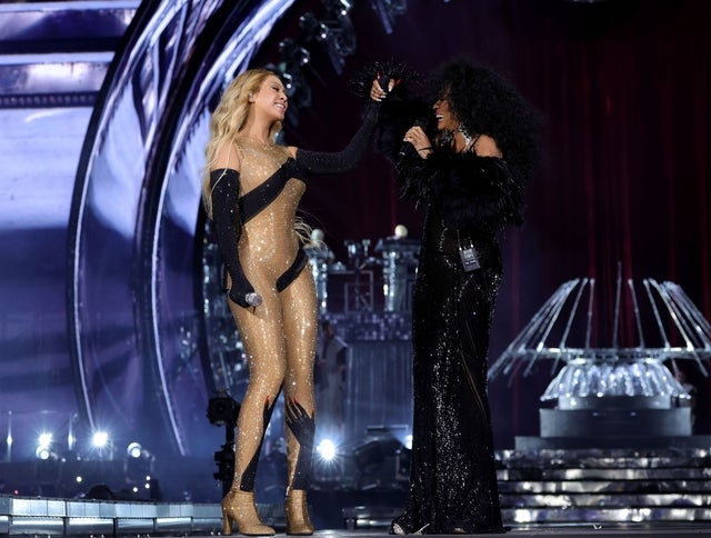 ) Beyoncé and Diana Ross perform onstage during the "RENAISSANCE WORLD TOUR" at SoFi Stadium on September 04, 2023 in Inglewood, California.