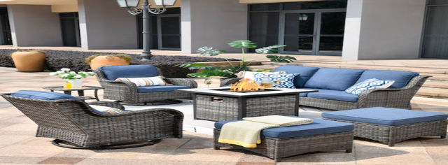 Pouuin 7-Piece Rattan Patio Conversation Set