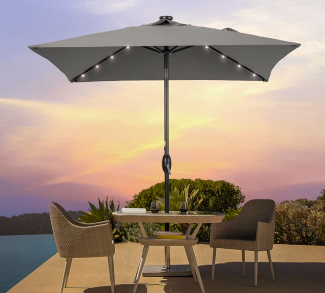 ann and hope patio dining set with led light umbrella The Best Patio Umbrellas With Lights to Brighten Up Your Backyard This  Spring