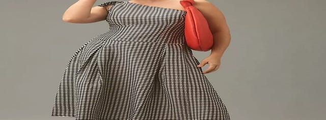 Ciina One-Shoulder Gingham Midi Dress