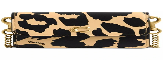 Coach Leopard Print Leather Half Flap Crossbody Card Case