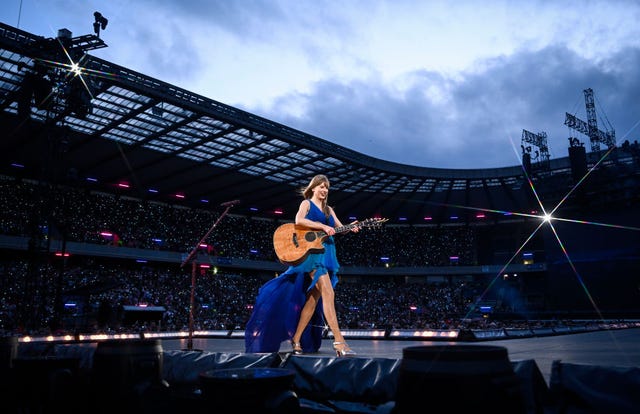 Taylor Swift at the Eras Tour show in Edinburgh, Scotland on June 7