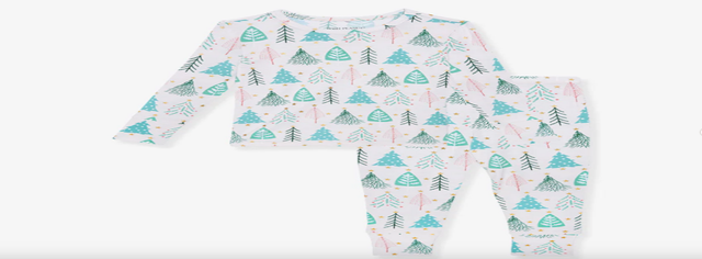 Posh Peanut Christmas Tree Pink Long Sleeve Pajama Set