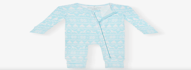 Posh Peanut Fair Isle Blue Baby Convertible Sleeper One Piece