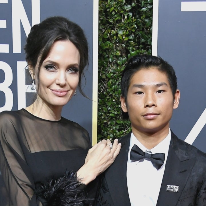 Angelina Jolie Stuns on the 2018 Golden Globes Red Carpet with 14-Year-Old Son, Pax 