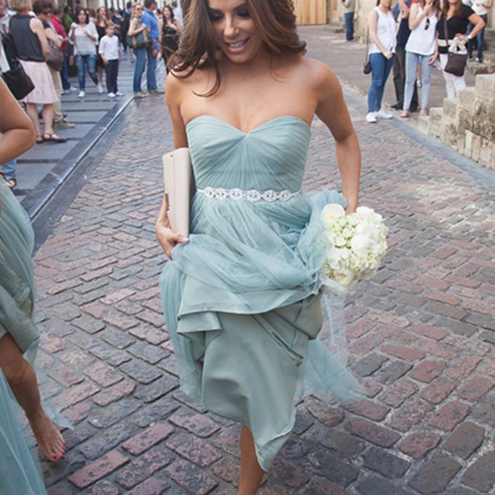 Eva Longoria Makes a Beautiful Barefoot Bridesmaid