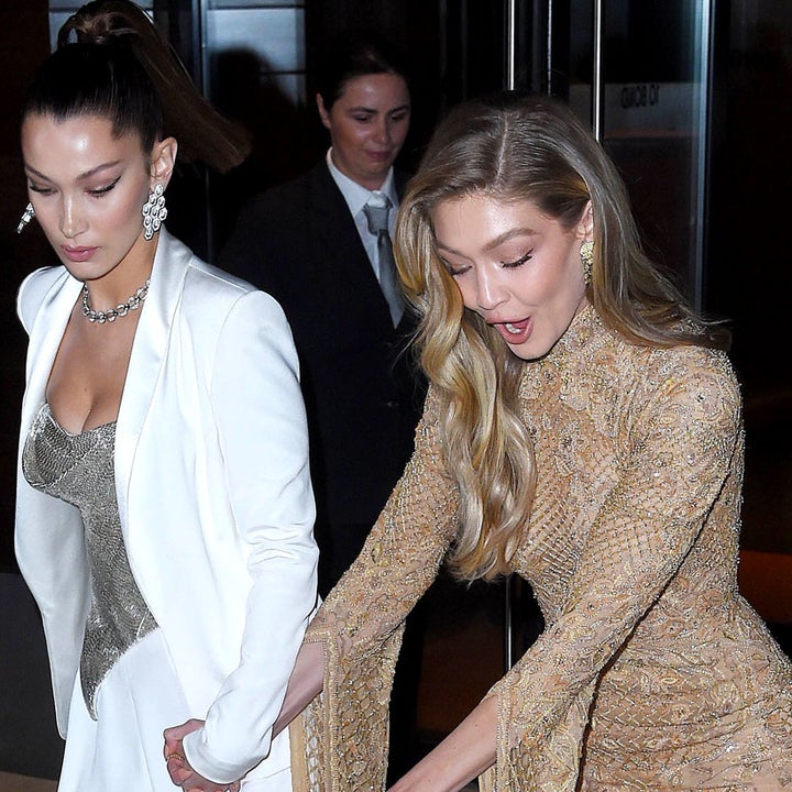 RELATED: Gigi Hadid Nearly Trips Over Her Nude Gown, Holds Onto Sister Bella to Keep From Falling