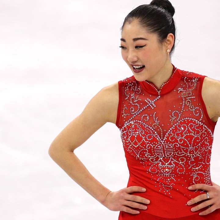 American Skater Mirai Nagasu Falls During Her Second Try at the Triple Axel at Winter Olympics