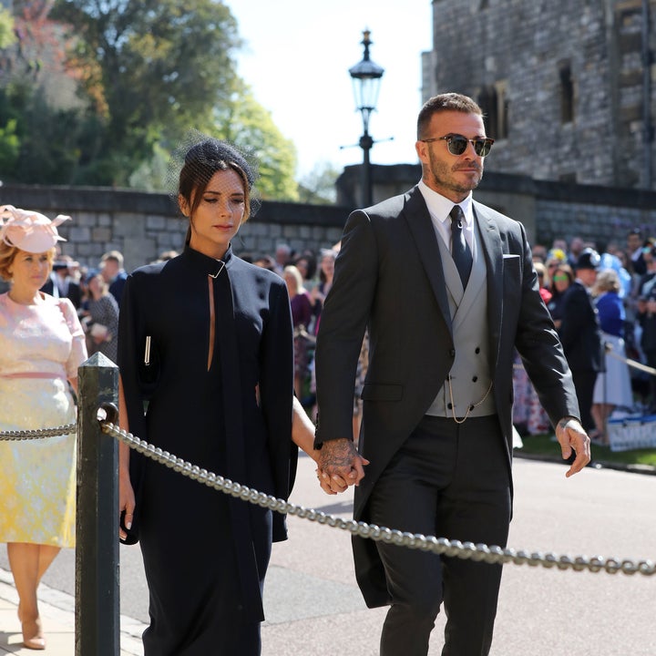 David and Victoria Beckham Make Glamorous Arrival at Royal Wedding
