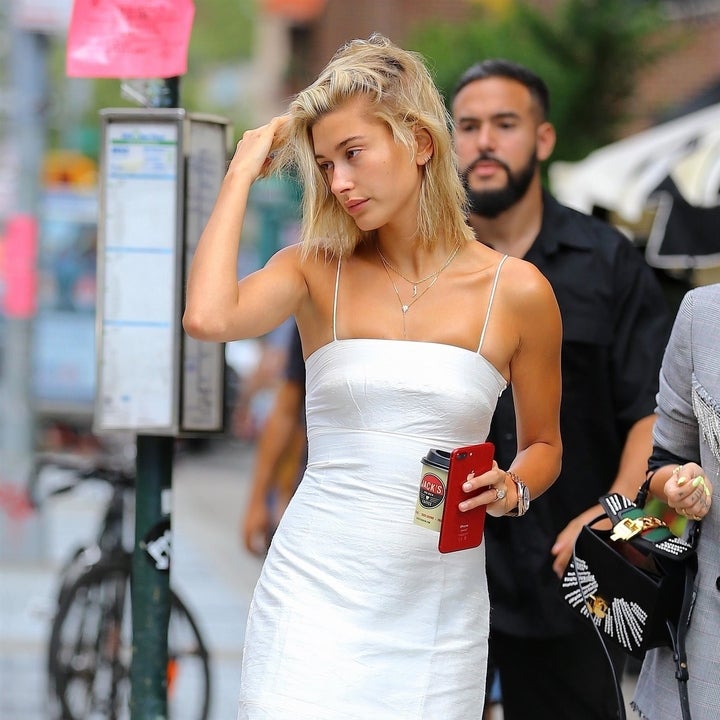 Hailey Baldwin Wore a White Dress and a 'J' Charm Necklace and It's Giving Us All The Bridal Vibes | Entertainment Tonight Hailey Baldwin Wore a White Dress and a 'J' Charm Necklace and It's Giving Us All The Bridal Vibes | Entertainment Tonight