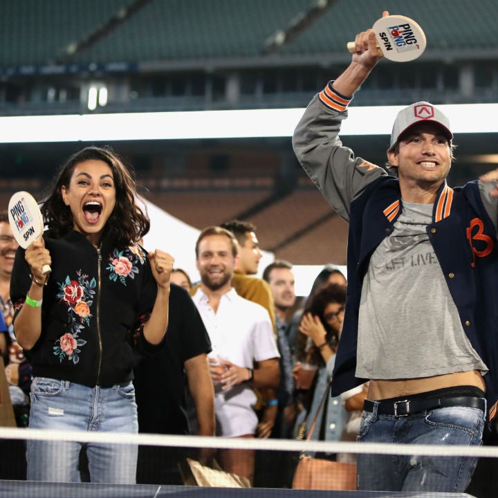 Mila Kunis wears pretty camisole as she catches a Dodgers game with fiance  Ashton Kutcher