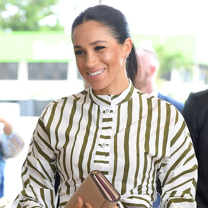 Meghan Markle Stuns in Stripes Again With a Sleek New Ponytail