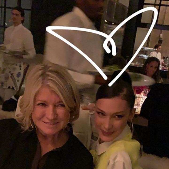Bella Hadid Rocks a Neon Utility Vest and Dines With Martha Stewart