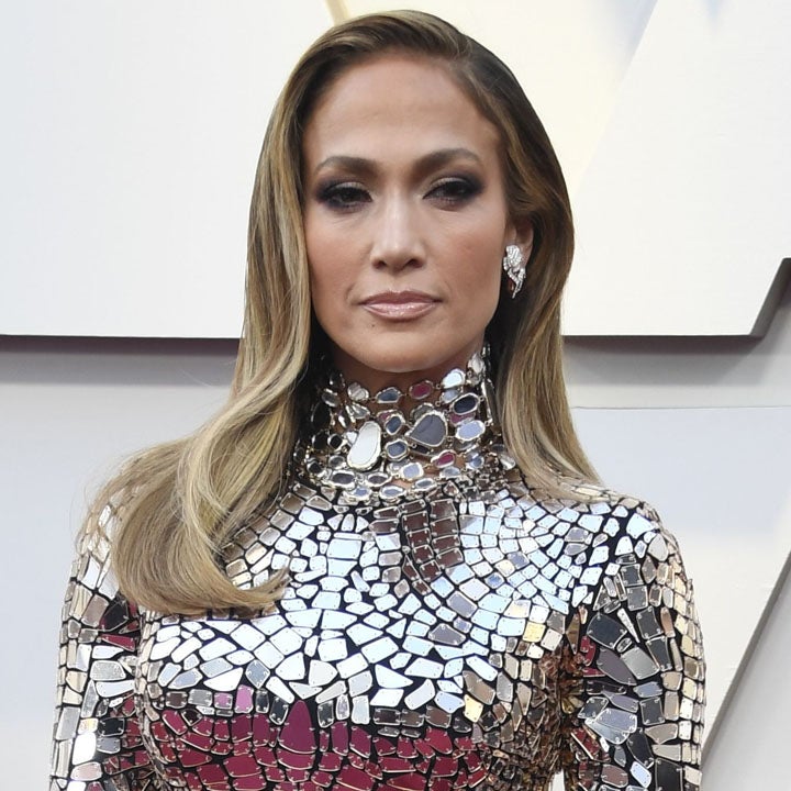 Jennifer Lopez Is a Knockout in Mirrored Dress with Alex Rodriguez at 2019 Oscars
