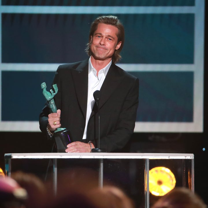 Brad Pitt Jokes About His Tinder Profile in SAG Awards Acceptance Speech and Twitter Has Questions