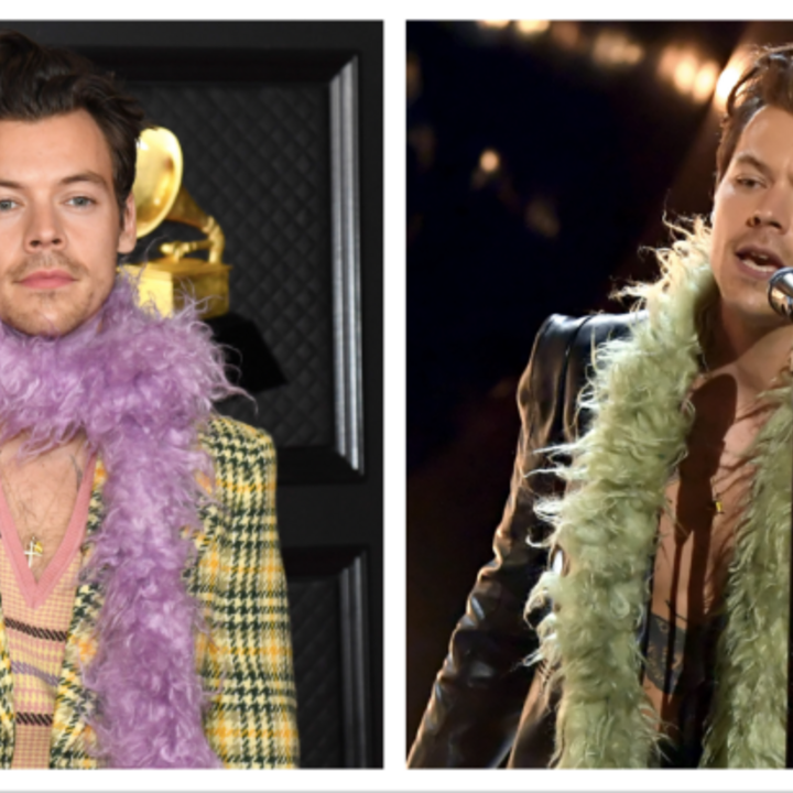 Harry Styles Wore 3 Different Boas to the 2021 GRAMMYs