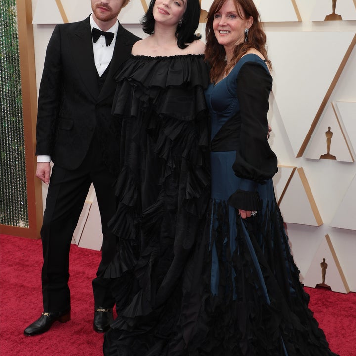 billie eilish black dress oscars Billie Eilish Wore a Black Satin Suit to the Oscars After-Party