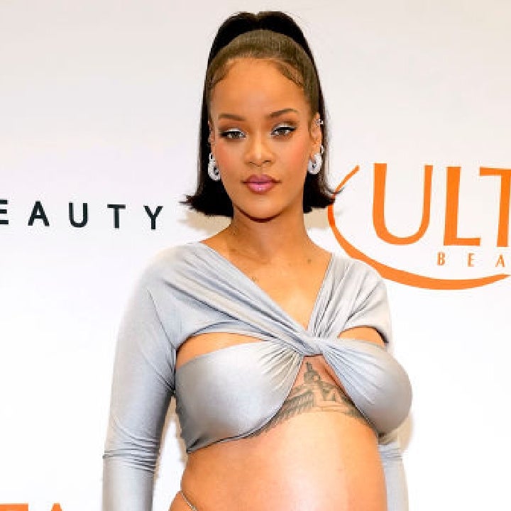Rihanna Sparkles in a Barley There Maternity Look at Ulta Beauty Party