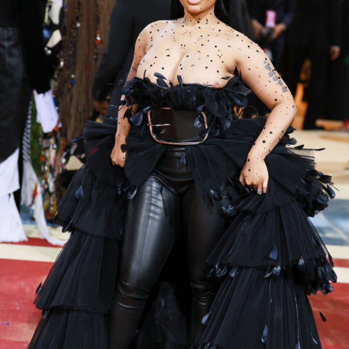 nicki minaj black dress red carpet Baseball Cap and a Gown? Nicki Minaj Shows Us How at the 2022 Met Gala