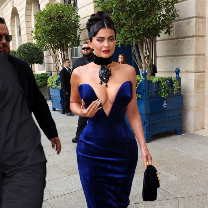 Kylie Jenner Wears Plunging Purple Gown in Paris: See Her Daring Fashion  Week Looks | Entertainment Tonight