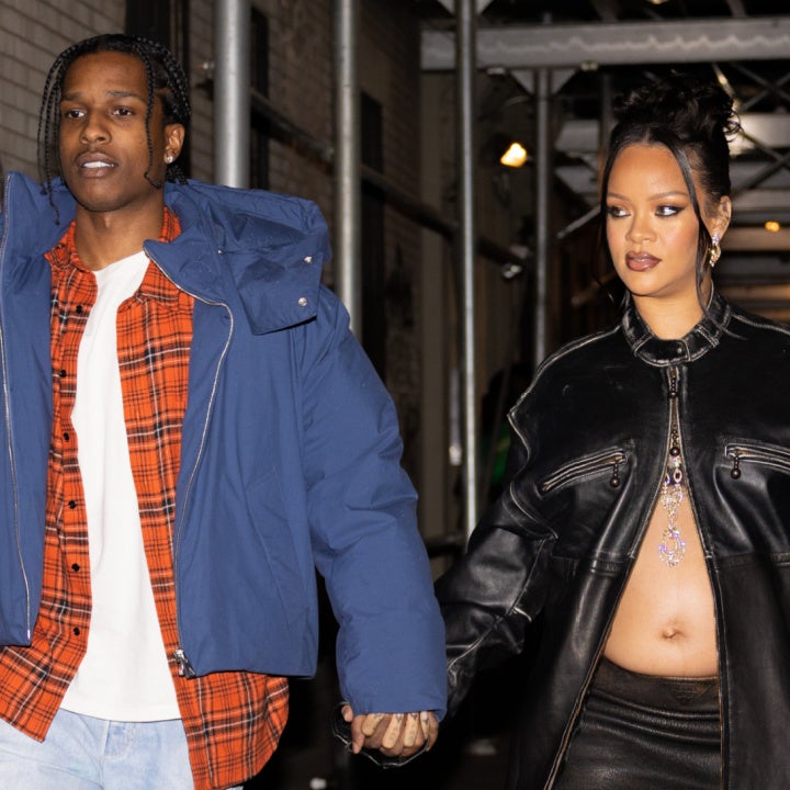 Rihanna Bares Baby Bump in Leather Mini-Skirt and Thigh-High Boots
