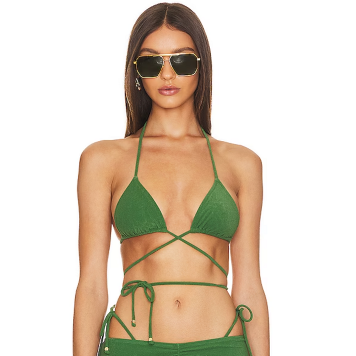 Women's Reversible Triangle Bikini Top - Wild Fable™ Green Floral