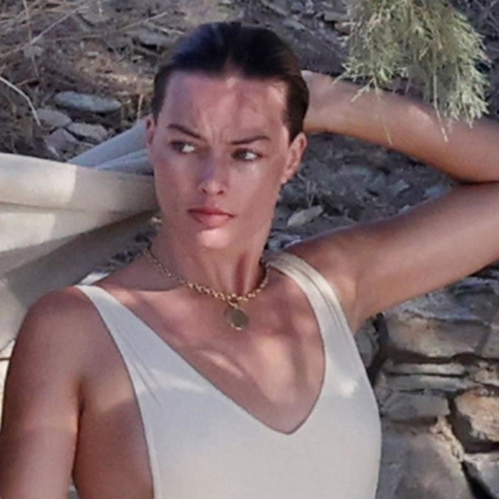 Margot Robbie Trades 'Barbie' Pink for a Chic Beige Swimsuit in Greece