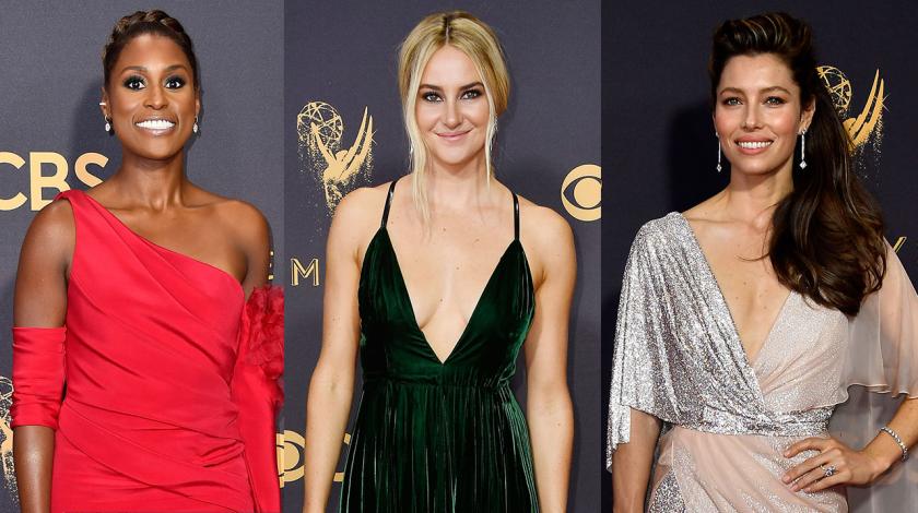 Issa Rae, Shailene Woodley and Jessica Biel at 2017 Emmys