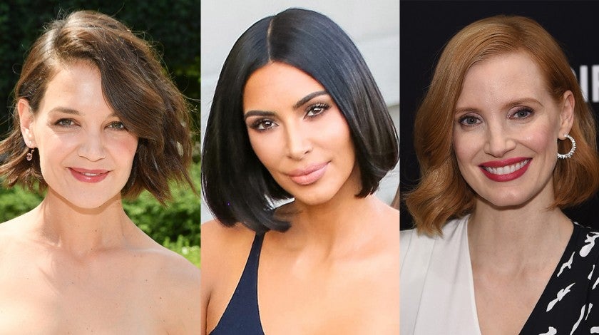 celebrity short haircuts summer 2018 Katie Holmes Kim Kardashian Jessica Chastian