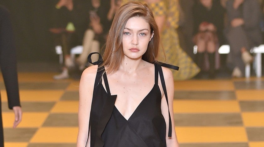 Gigi Hadid Ditches Pants, Steps Out in Nude Bodysuit 