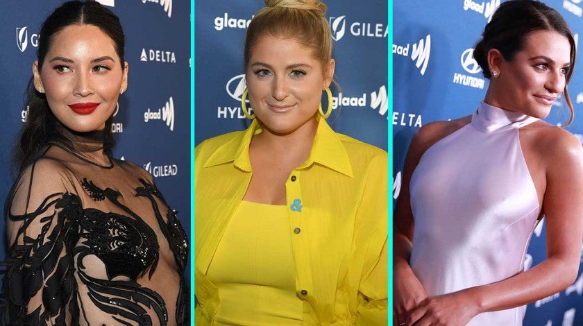 Olivia Munn, Meghan Trainor and Lea Michele at the 30th Annual GLAAD Media Awards at the Beverly Hilton Hotel in LA on March 28.